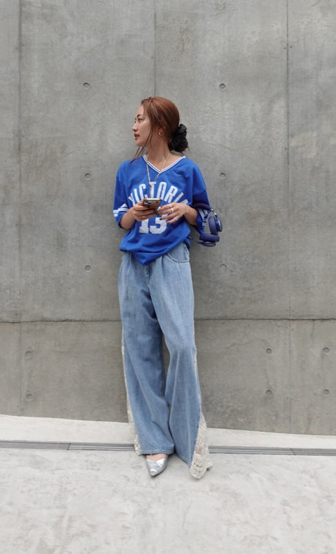 レースドッキングルーズデニム